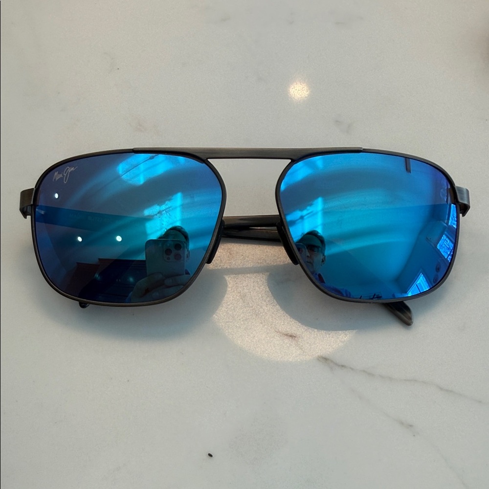 Maui Jim Waihee Ridge Black Sunglasses with Blue Lenses